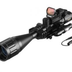 VOMZ Lunette de visée 6-24x50 AOEG Laser Vert Point Rouge 4 formes Optique tactique AR15