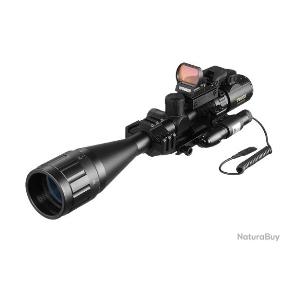 VOMZ Lunette de vise 6-24x50 AOEG Laser Vert Point Rouge 4 formes Optique tactique AR15