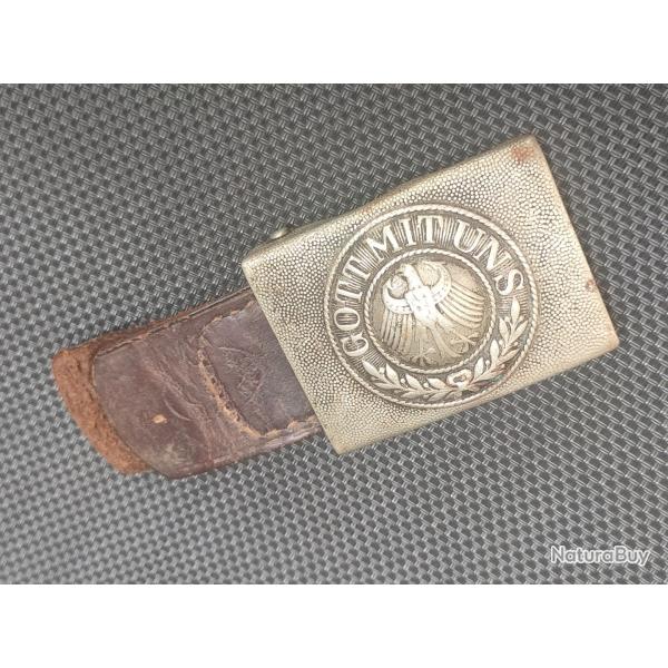 Boucle allemande poque Reichswehr avec sa patelette en cuir