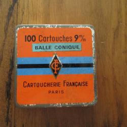 BOITE DE CARTOUCHE A BALLE CONIQUE 9mm