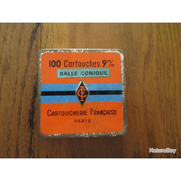 BOITE DE CARTOUCHE A BALLE CONIQUE 9mm