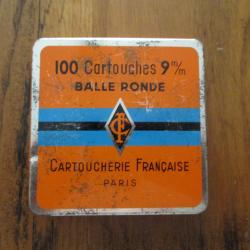 BOITE DE CARTOUCHES A BALLES  RONDE 9mm