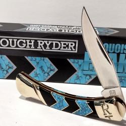Couteau Rough Ryder Turquoise Peak Lockback Lame Acier 440 Poignée Turquoise Lockback RR1576