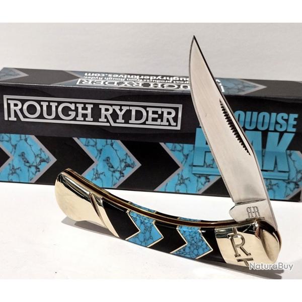 Couteau Rough Ryder Turquoise Peak Lockback Lame Acier 440 Poigne Turquoise Lockback RR1576