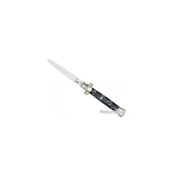 Couteau automatique, lame inox, manche 18 cm faon corne, mitre basculante.
