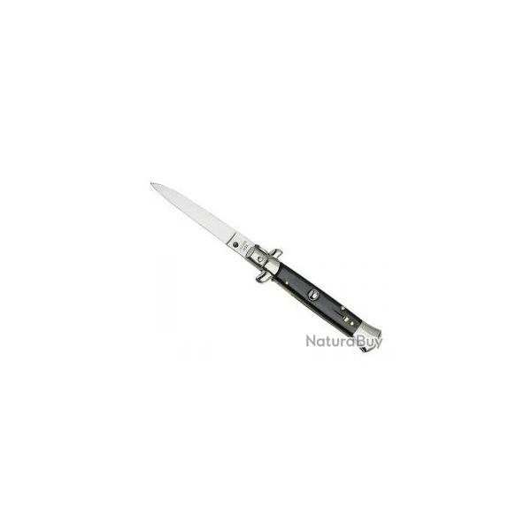 Couteau automatique, lame inox, manche 15 cm corne, mitre basculante