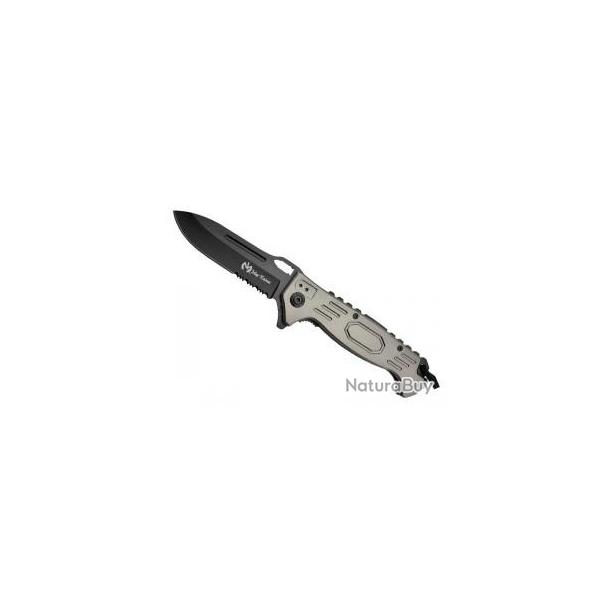 Couteau Max Knives  lame noire  trou semi-dente acier 3Cr13 avec  flipper 
