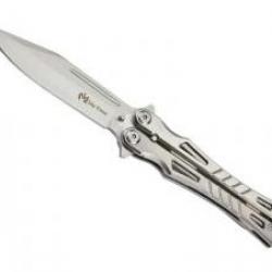 Couteau papillon Max Knives tout inox, manche à trous 10,5 cm.