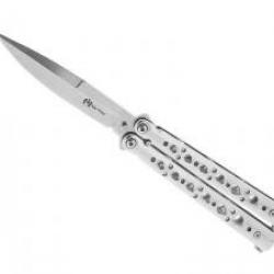 Couteau papillon Max Knives tout inox manche à trous 12 cm