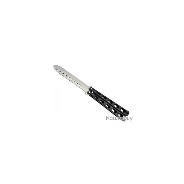 Couteau papillond'entraiment Max Knives lame  trous acier inox manche  trous 12 cm