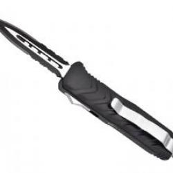 Couteau éjectable Max Knives  MKO18 lame double tranchant semi-dentée à trous acier 3Cr13 +étui