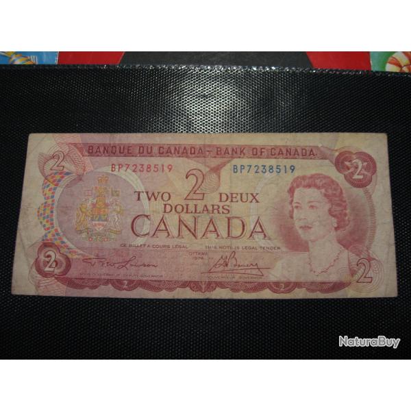 CANADA billet de 2 dollars 1974 Elizabeth II TB+