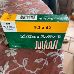 UNE BOITE DE CARTOUCHE NEUVE SELLIER § BELLOT 9,3 X 62 SP 18,5 G