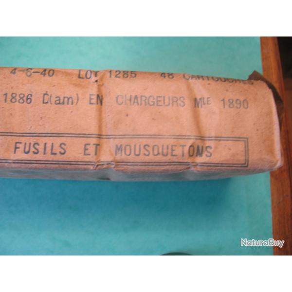 Un emballage de trousse Lebel de 48 ct 4/8/40 mod 86 en chargeur mod 1890 Vide original bon tat