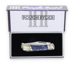 Couteau Pliant Rough Ryder Purple Swirl Lame Acier 440 Manche Polymère Lockback RR2149