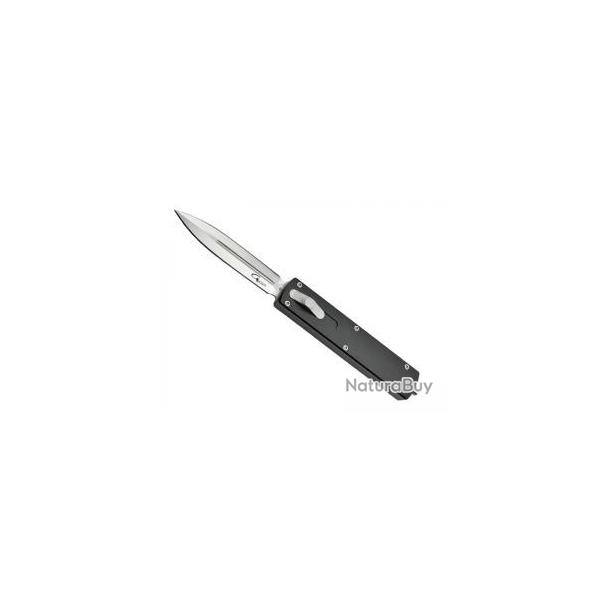 Couteau jectable Golgoth  lame double tranchant acier D2 satin manche 12 cm +tui