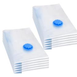 Lot de 10 sacs sous vide transparents et bleus 60x40 cm - Rangement vêtements & linge saisonnier