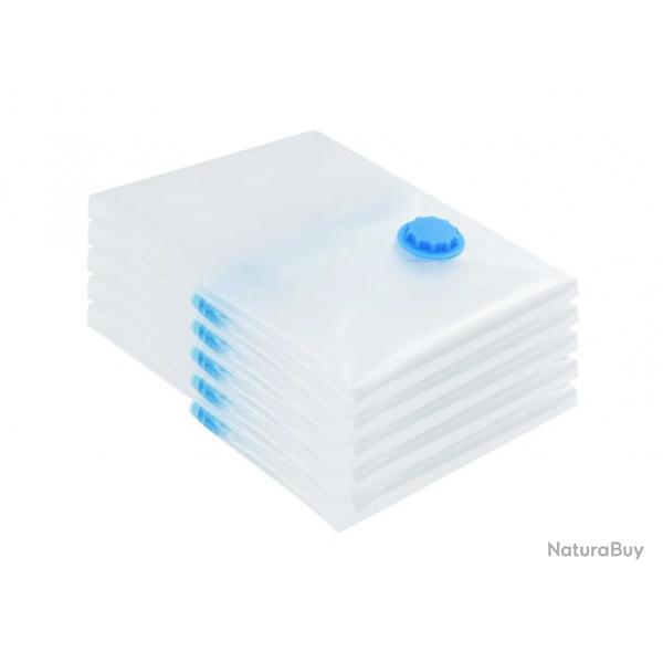 Lot de 5 sacs sous vide transparents 60x40 cm - Plastique rsistant pour rangement saisonnier