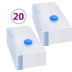 Lot de 20 sacs sous vide transparents et bleus - Plastique résistant 60x40 cm pour vêtements