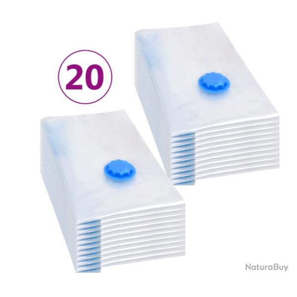 Lot de 20 sacs sous vide transparents et bleus - Plastique rsistant 60x40 cm pour vtements