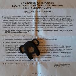 ATTACHE SANGLE GG&G POUR REMINGTON 870