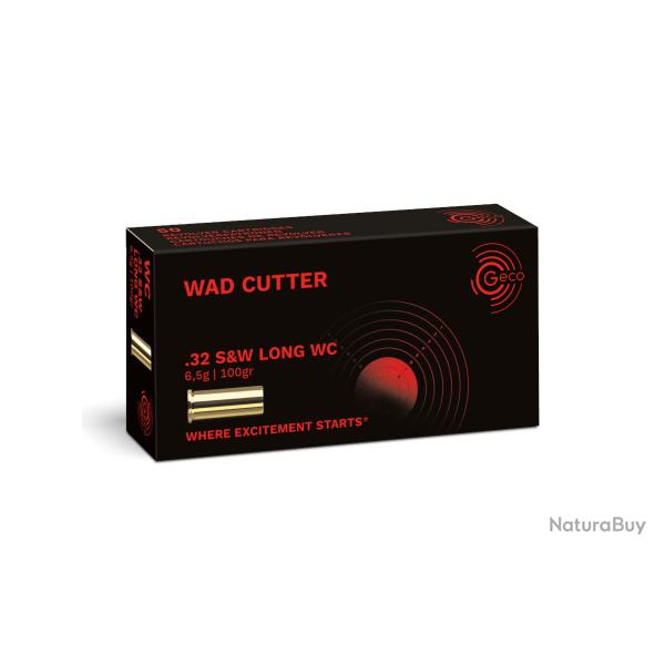 Munitions Geco Wad Cutter 6.5g 100gr - Cal. 32 S&W Long x2 boites