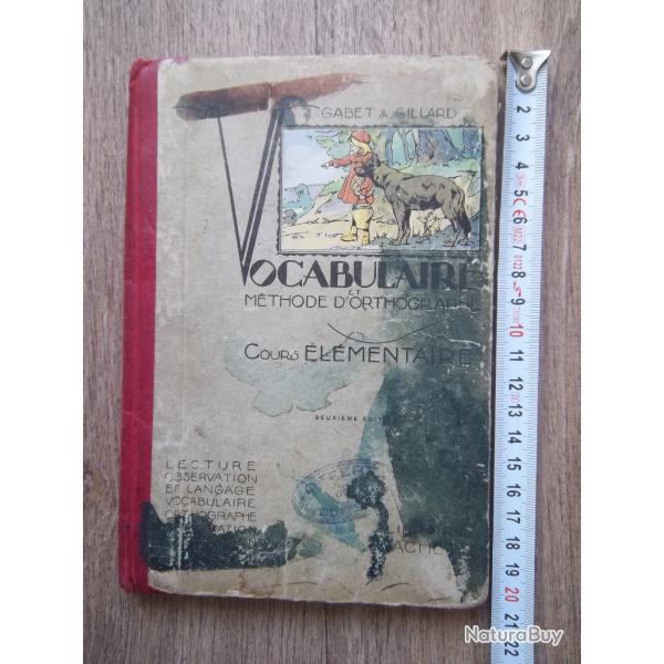 Vintage livre vocabulaire et mthode d'orthographe ancien cours lmentaire