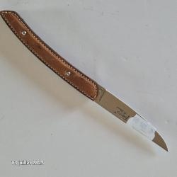 Couteau Le Thiers Robert David , manche en cuir cousu ,  Mécanisme: pliant