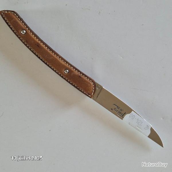Couteau Le Thiers Robert David , manche en cuir cousu ,  Mcanisme: pliant