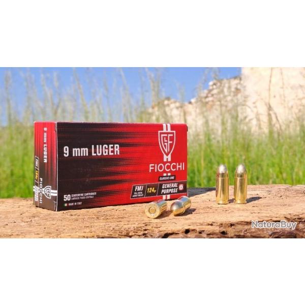 9x19 FMJ 124gr Fiocchi lot de 6 boites de 50 munitions