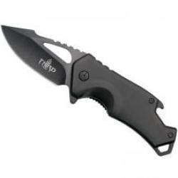 Couteau Third lame à trou acier inox 420 avec « flipper » +finition « blackwash »