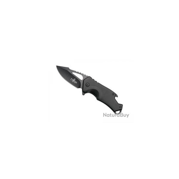 Couteau Third lame  trou acier inox 420 avec  flipper  +finition  blackwash 