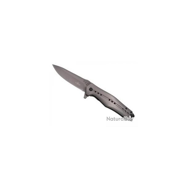 Couteau Third lame  trou acier inox 420 avec flipper +finition mat.