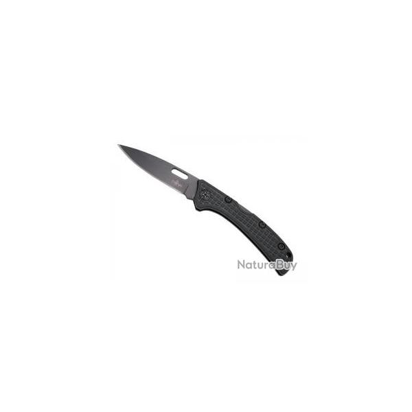 Couteau Third lame mate  trou acier inox 420  cran manche noir