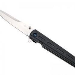 Couteau Third lame acier inox 420 satiné avec « flipper », bouton double, mécanisme « ball bearing »