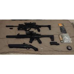 PACK de 3 FUSILS (T4E HDS68 + T4E TR50 GEN 2 + SIG SAUER MCX)  + munitions et équipements.