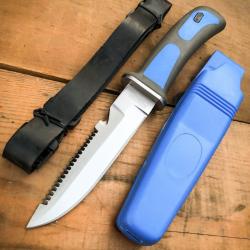 Couteau de Plongée Rite Edge Divers Blue Lame Acier 420J2 Manche Caoutchouc Etui Abs CN210424BL