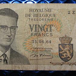 bELGIQUE  billet de 20 Francs du 15-06-1964 tb+