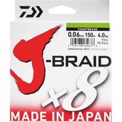 Tresse Daiwa J Braid X8 Chartreuse 150m 9kg 16/100 Chartreuse
