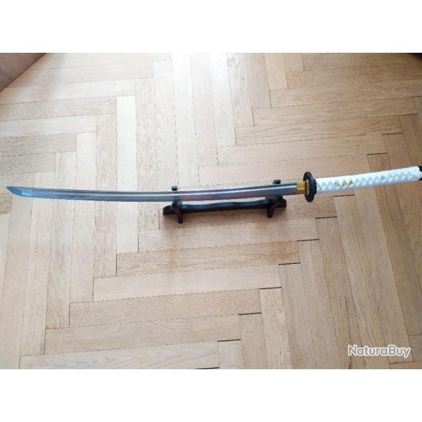 KATANA BLANC  MARU VRITABLE SABRE FORG A LA MAIN EN ACIER 1095 LAME  AIGUISE 15538