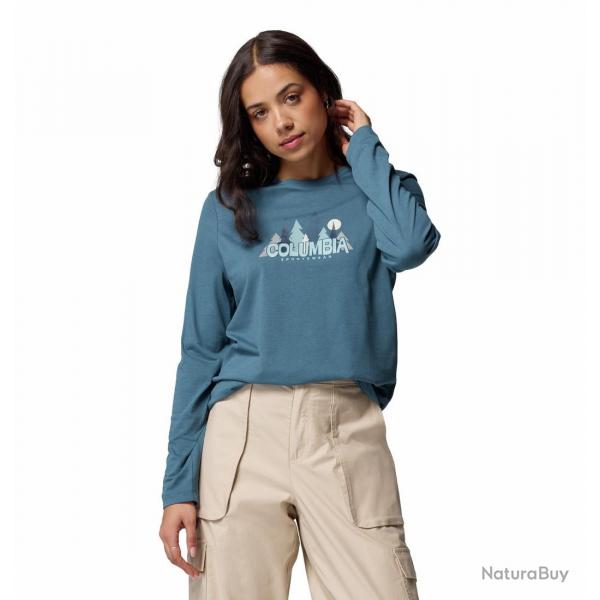 Tee Shirt en Coton Columbia "RUBY SPRINGS GRAPHIC LONG SLEEVE TEE" L Bleu