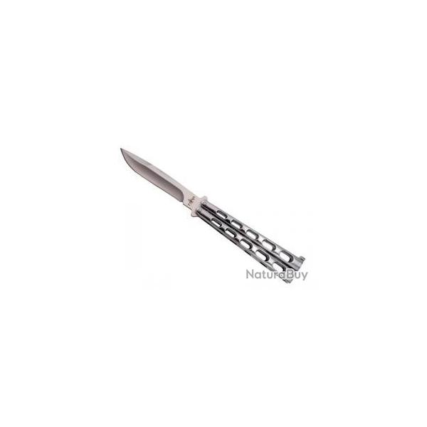 Couteau Third lame acier inox 420 satine manche  trous 12,5 cm acier inox argent.