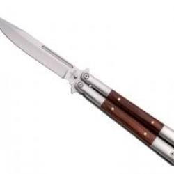 Couteau Third lame acier inox 420 manche 13 cm acier inox satiné avec inserts pakka.