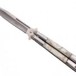 Couteau Third  lame acier inox 420 mat manche 13 cm acier inox satiné avec inserts résine