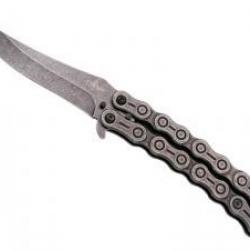 Couteau Third lame acier inox 420, manche 13,5 cm acier inox façon chaine de vélo