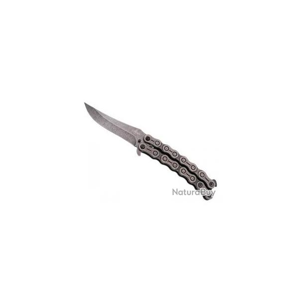 Couteau Third lame acier inox 420, manche 13,5 cm acier inox faon chaine de vlo