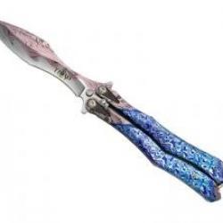 Couteau Third lame acier inox 420, manche 13,5 cm acier inox. Impression 3D décor MARINE