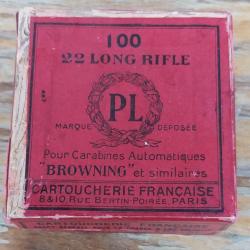 1 Boîte  "Collector" de 100 cartouches 22LR , Cartoucherie française , Browning