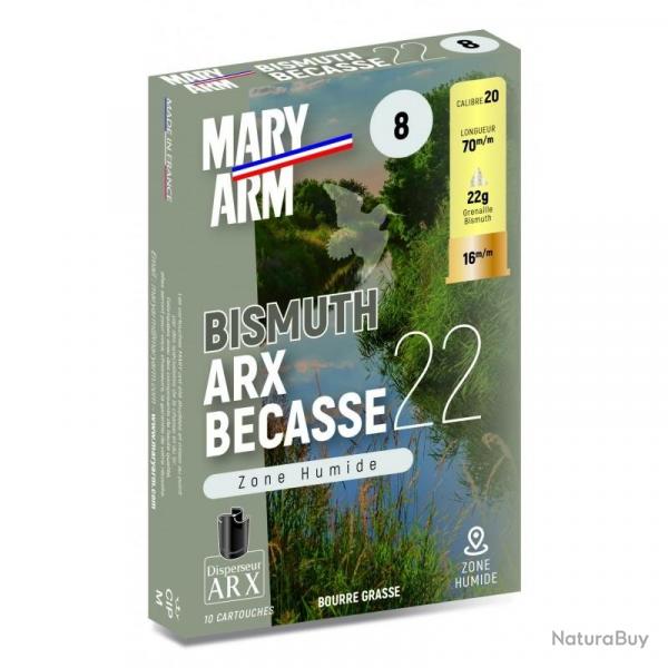Cartouches MARY ARM Bismuth becasse ARX 22 - Cal: 20/70 - 22gr - N8 - BG DISPERSEUR - X 10