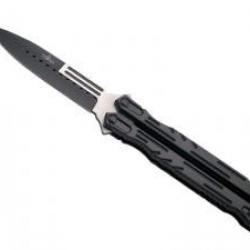 Couteau Third lame noire acier inox 420, manche 13,5 cm aluminium noir.